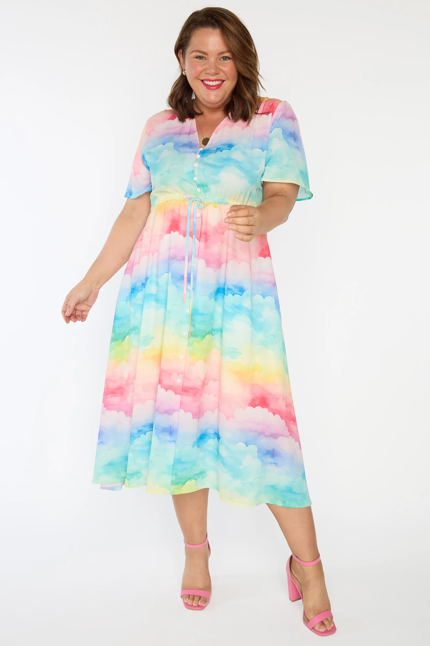 Marley Rainbow Clouds Dress – Rainbow Clouds midi dress