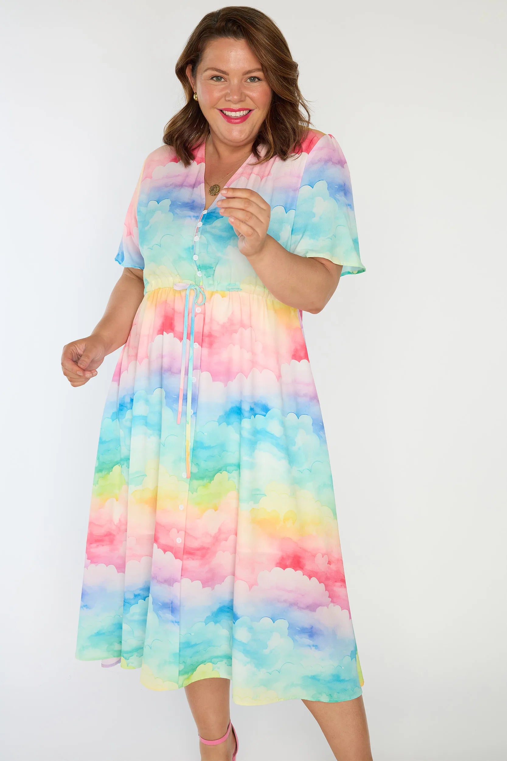 Marley Rainbow Clouds Dress – Rainbow Clouds midi dress