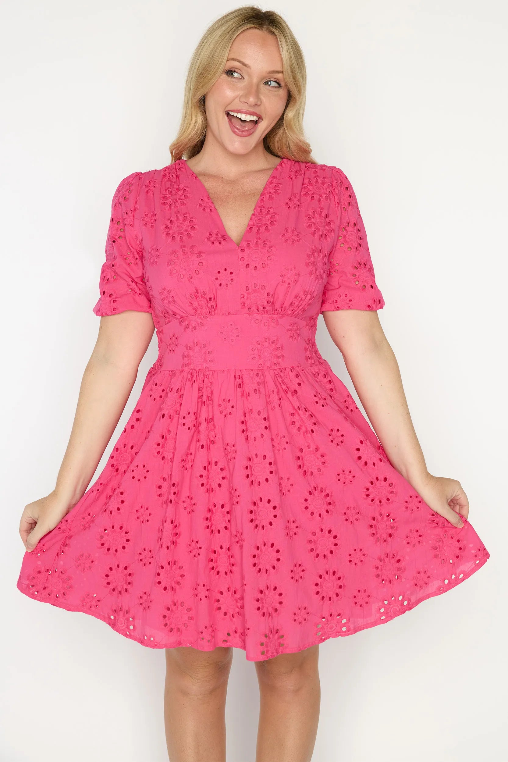 Rune Pink Dress โ Pink knee length dress