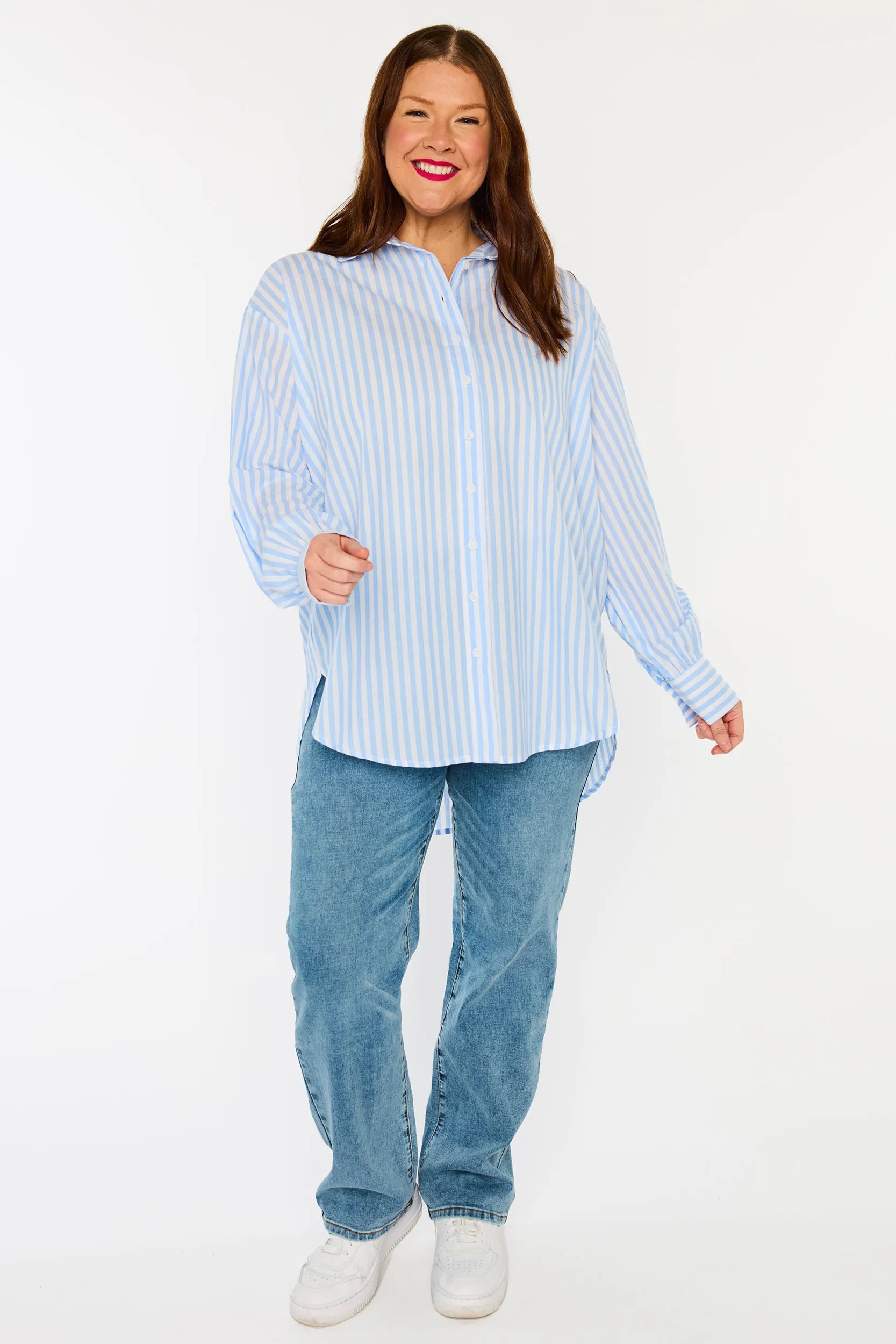 Sadie Blue Stripe Shirt – Blue top