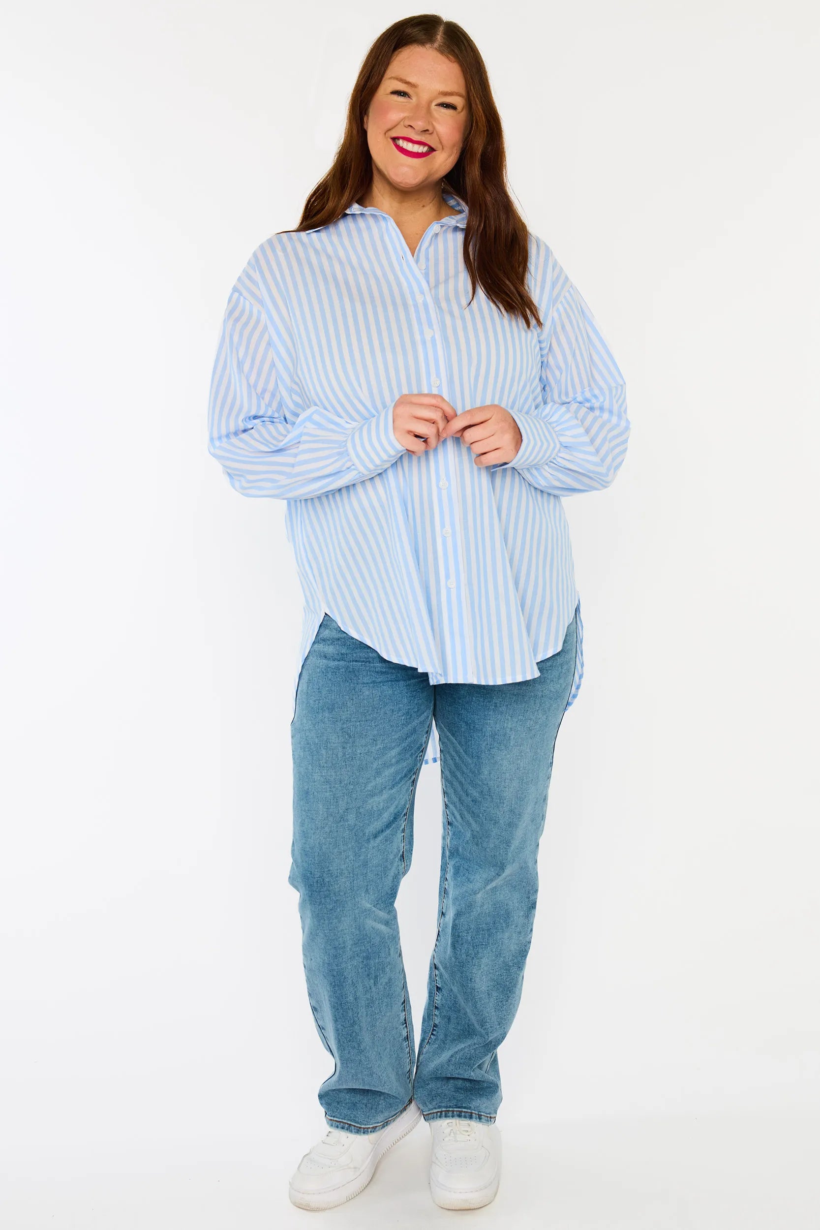 Sadie Blue Stripe Shirt – Blue top