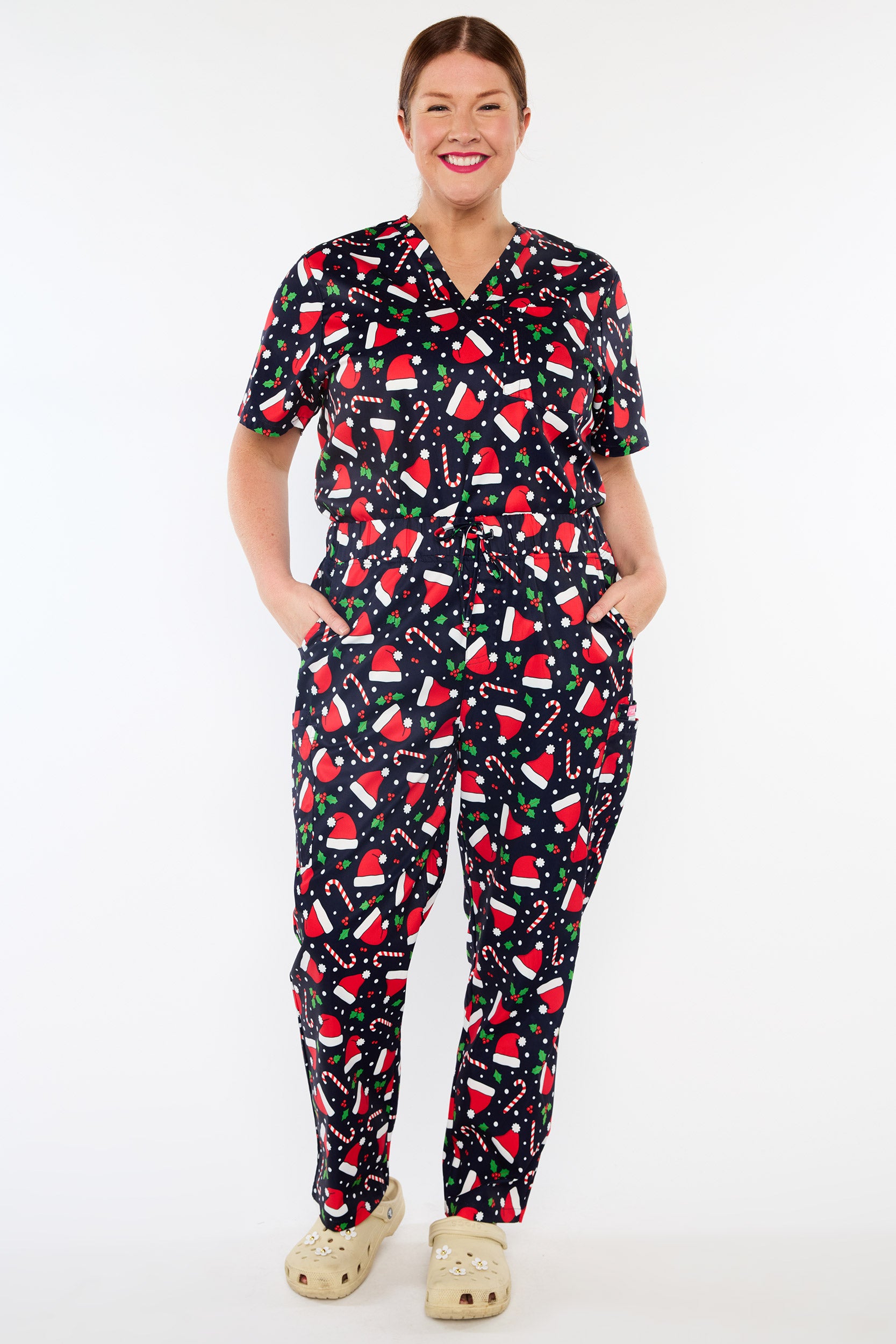 Cristina Santa Hats Christmas Scrub Pant (Pre-Order)