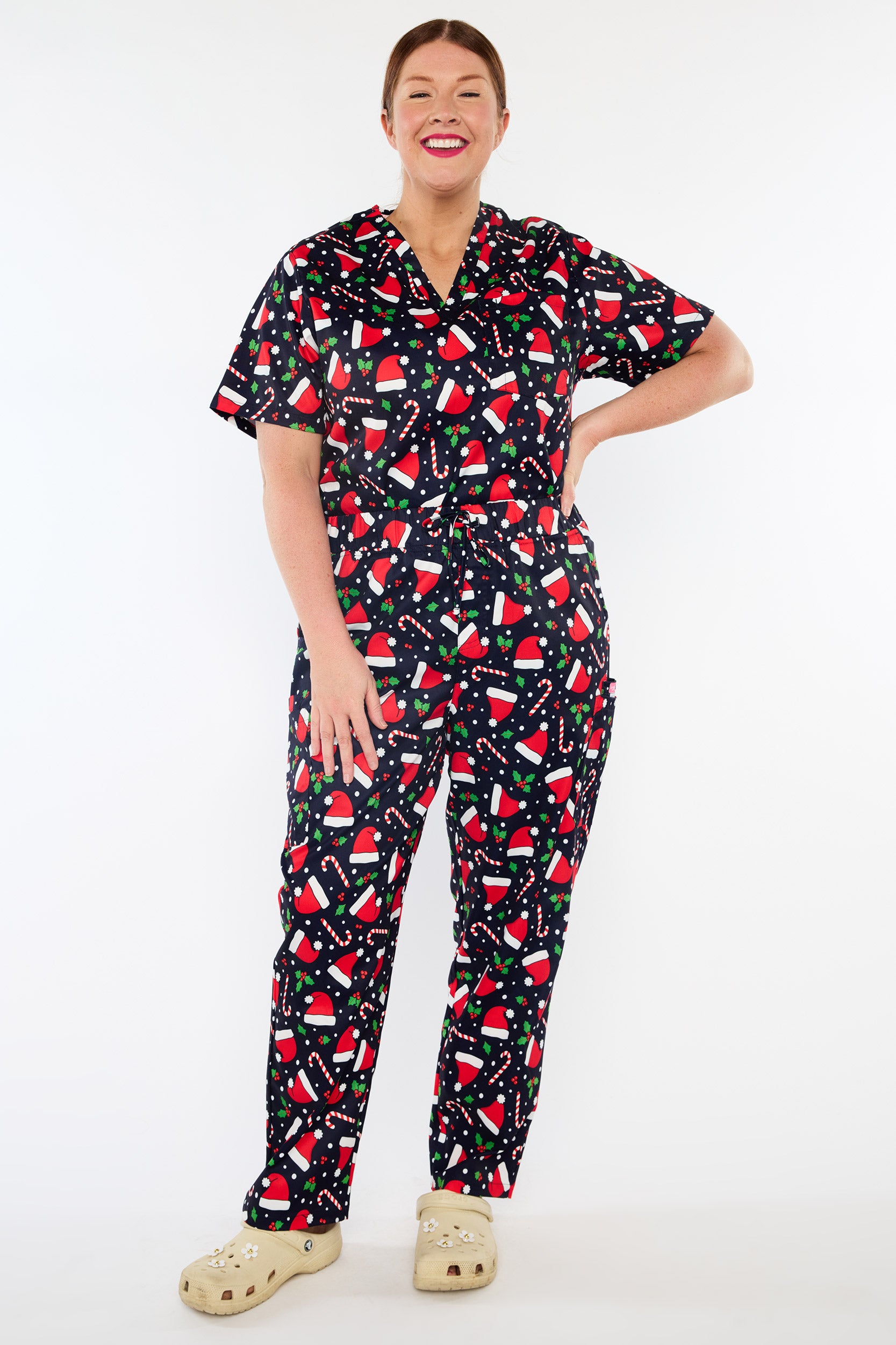 Cristina Santa Hats Christmas Scrub Pant (Pre-Order)