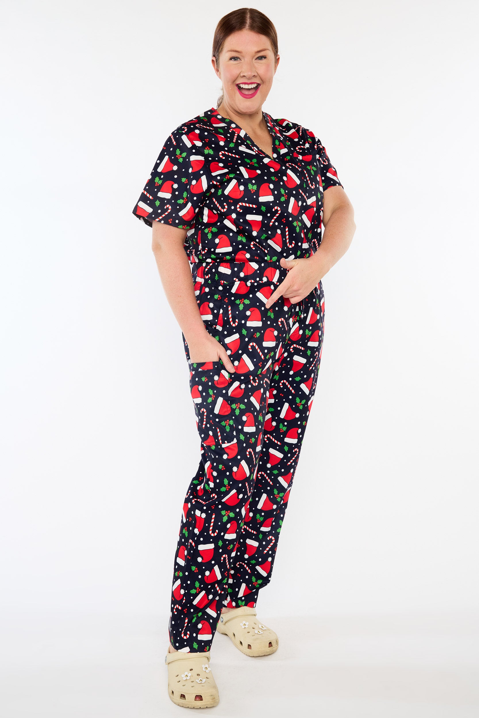 Cristina Santa Hats Christmas Scrub Pant (Pre-Order)