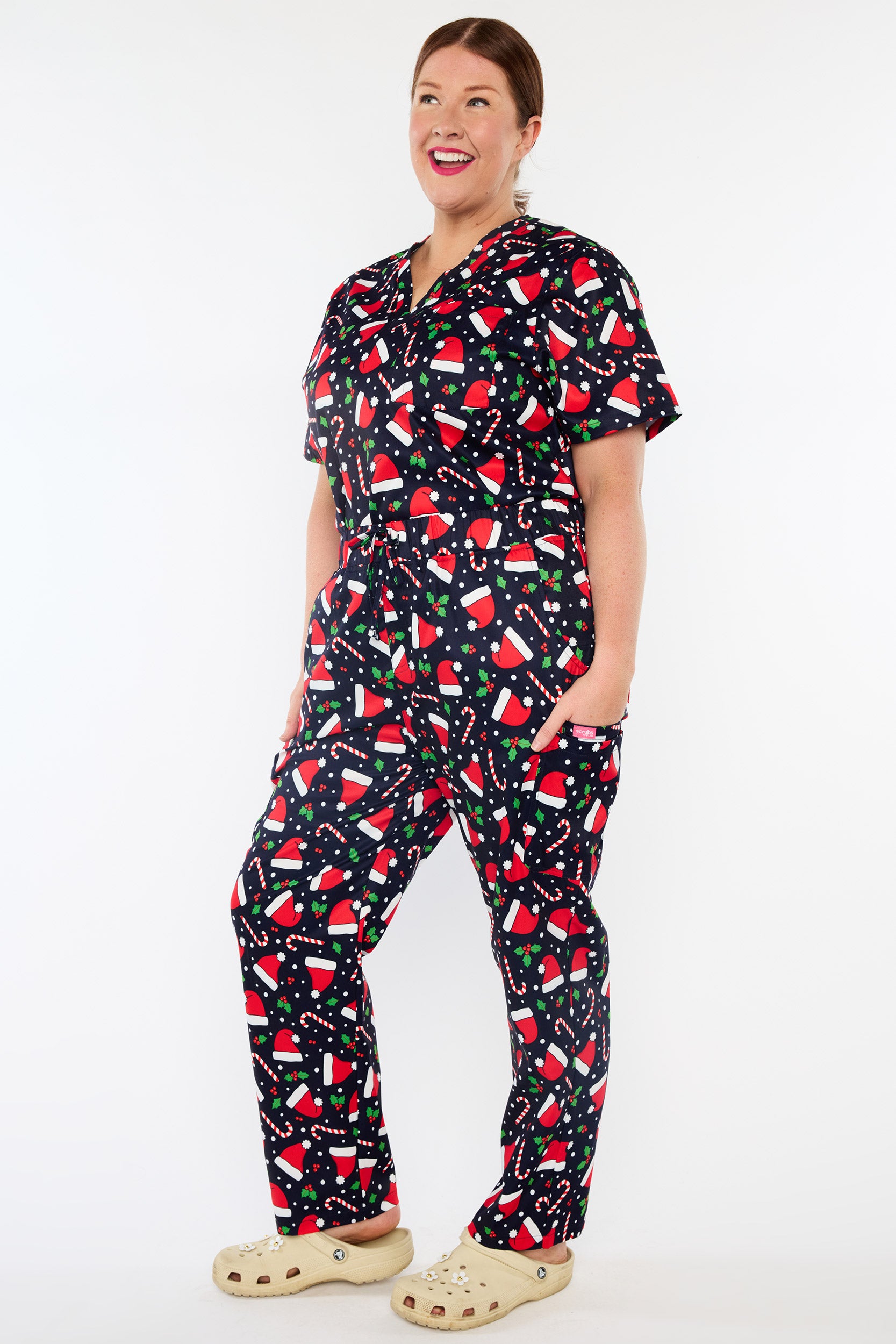 Cristina Santa Hats Christmas Scrub Pant (Pre-Order)