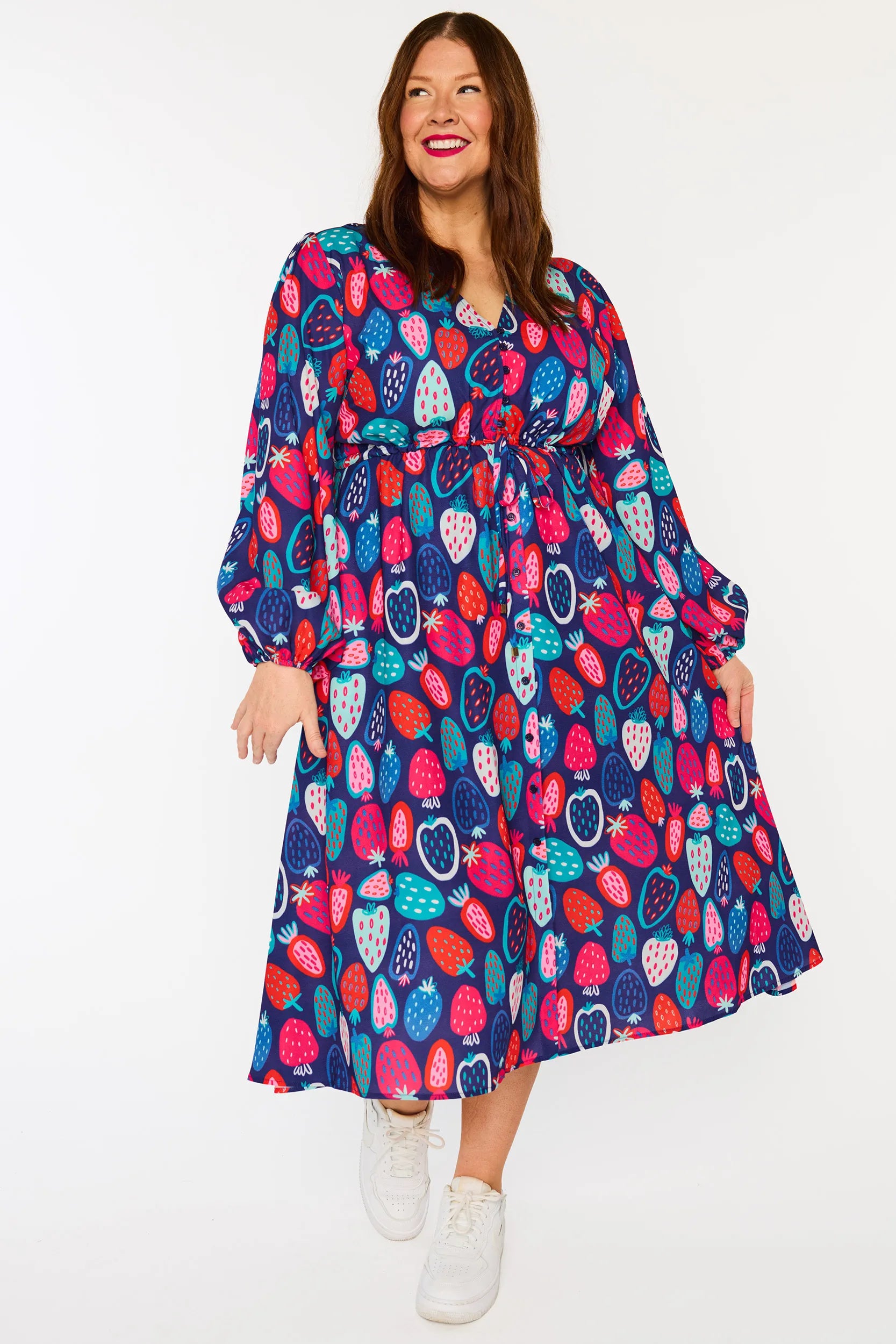 Marlene Strawberry Party Dress – Strawberry Party midi dress