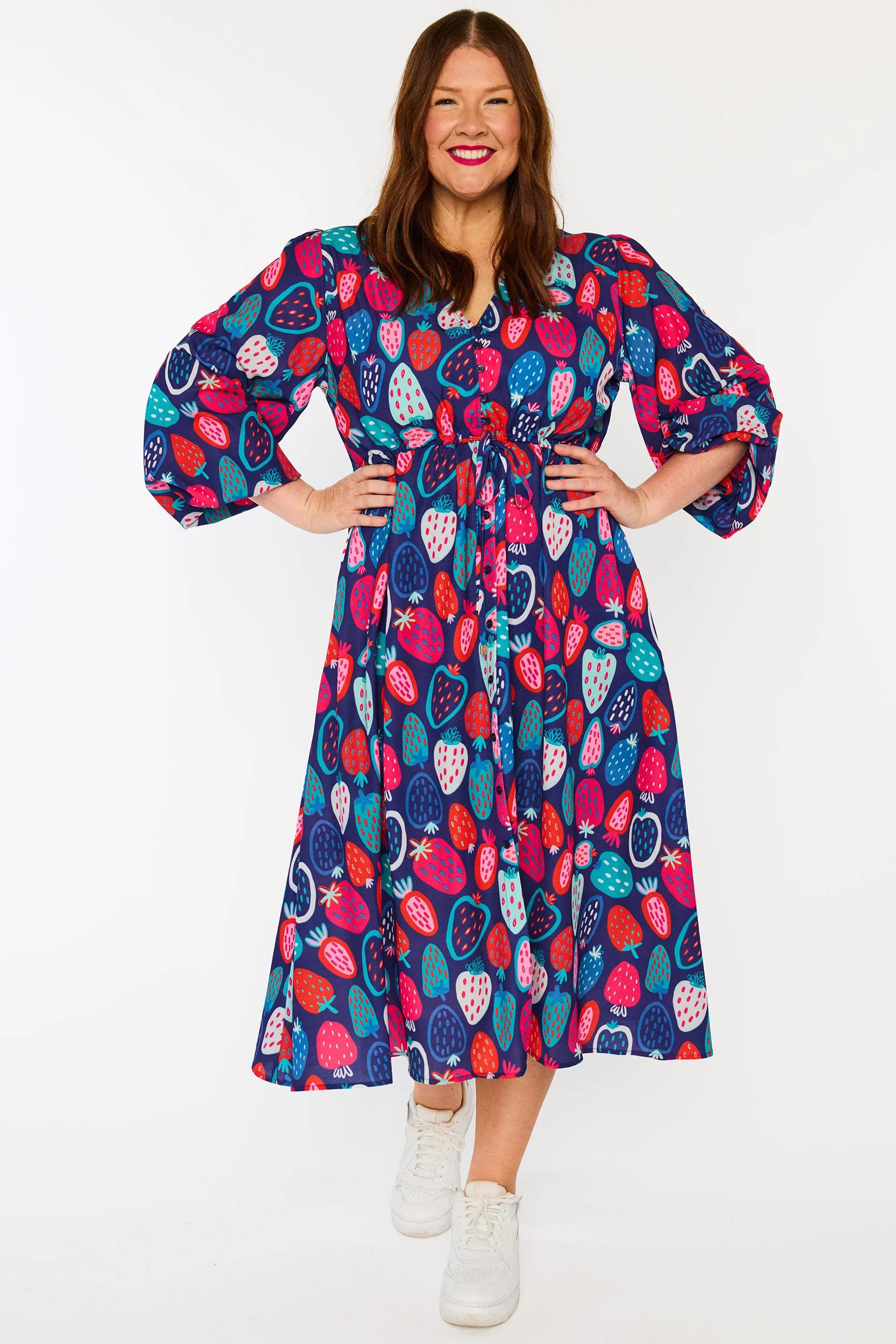 Marlene Strawberry Party Dress – Strawberry Party midi dress