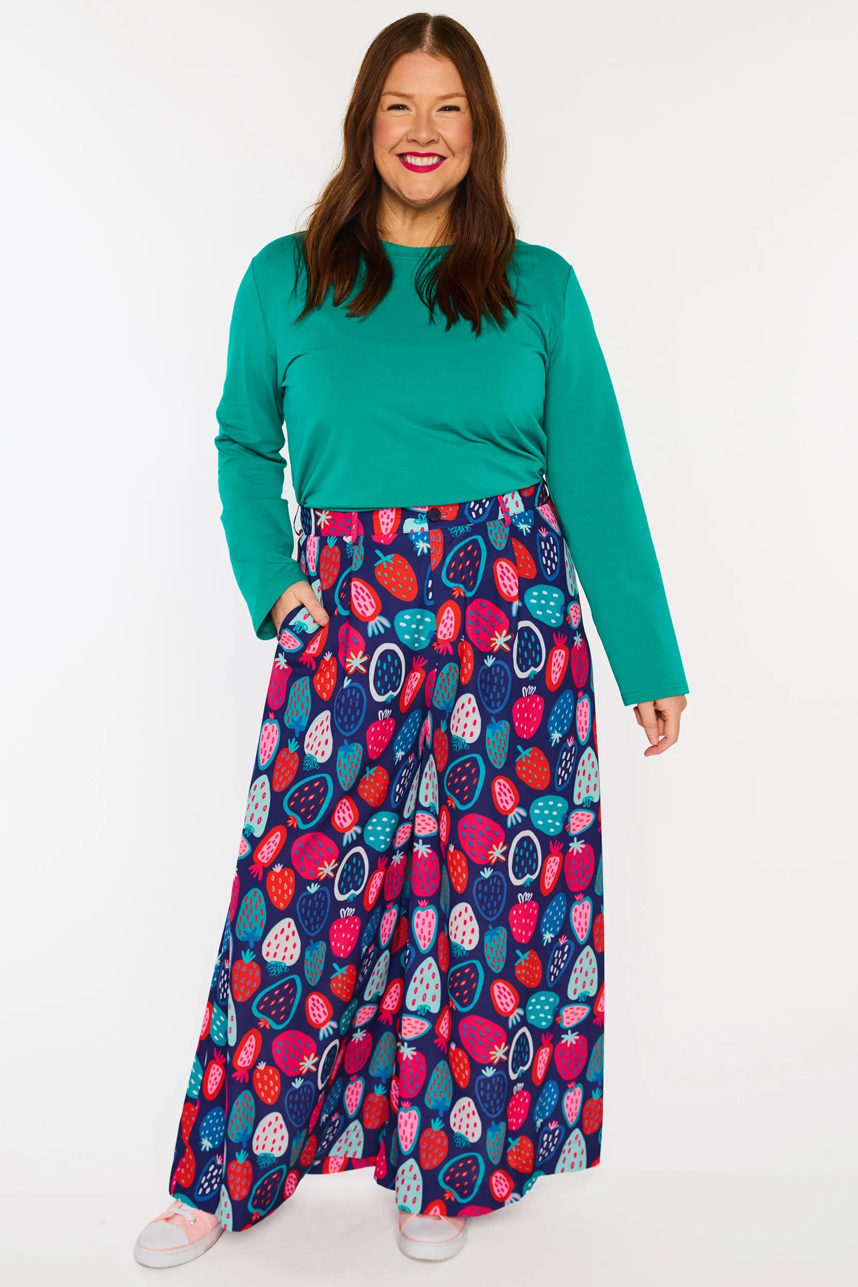 Zoey Strawberry Party Pant – Strawberry Party wide leg pants
