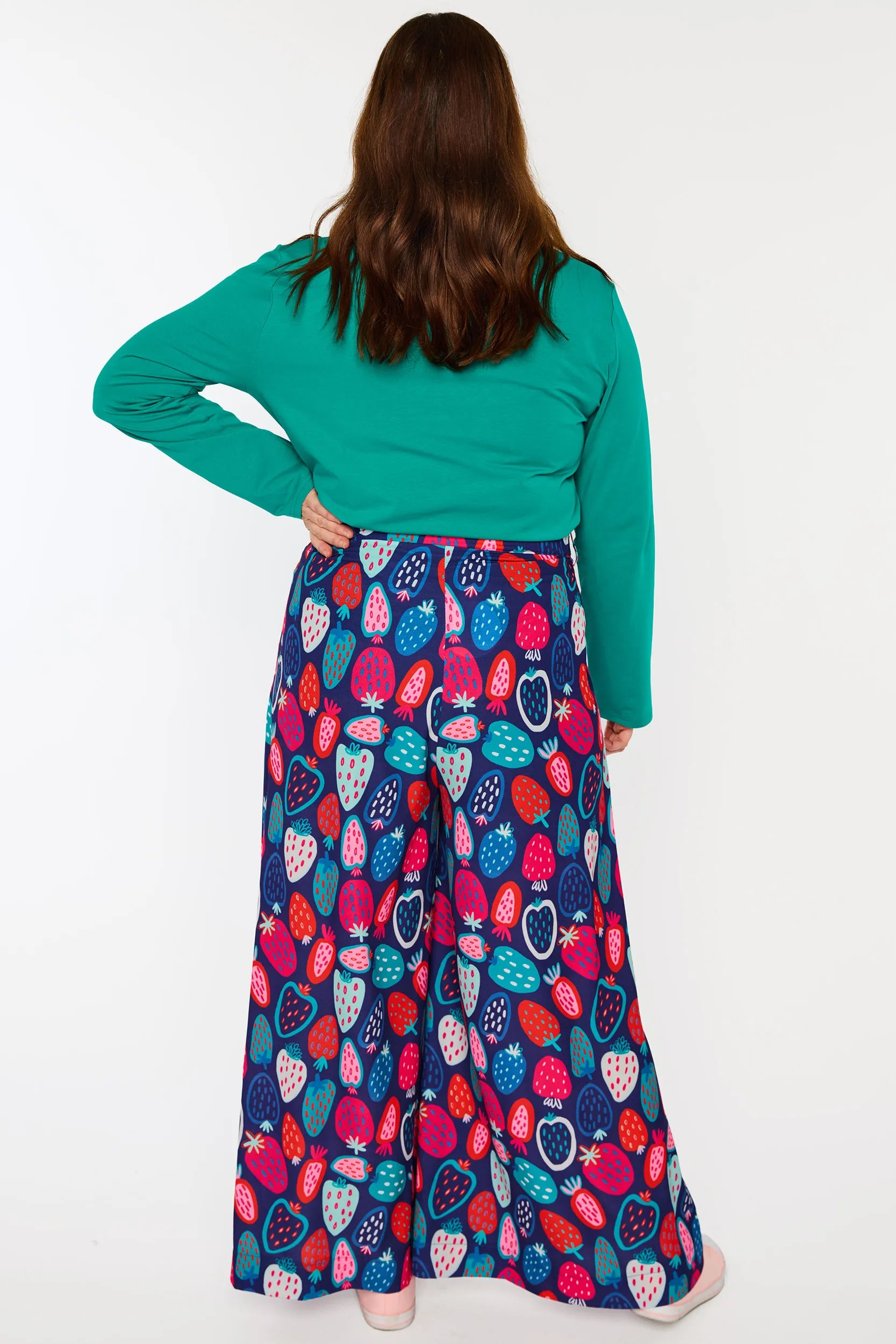 Zoey Strawberry Party Pant โ Strawberry Party wide leg pants
