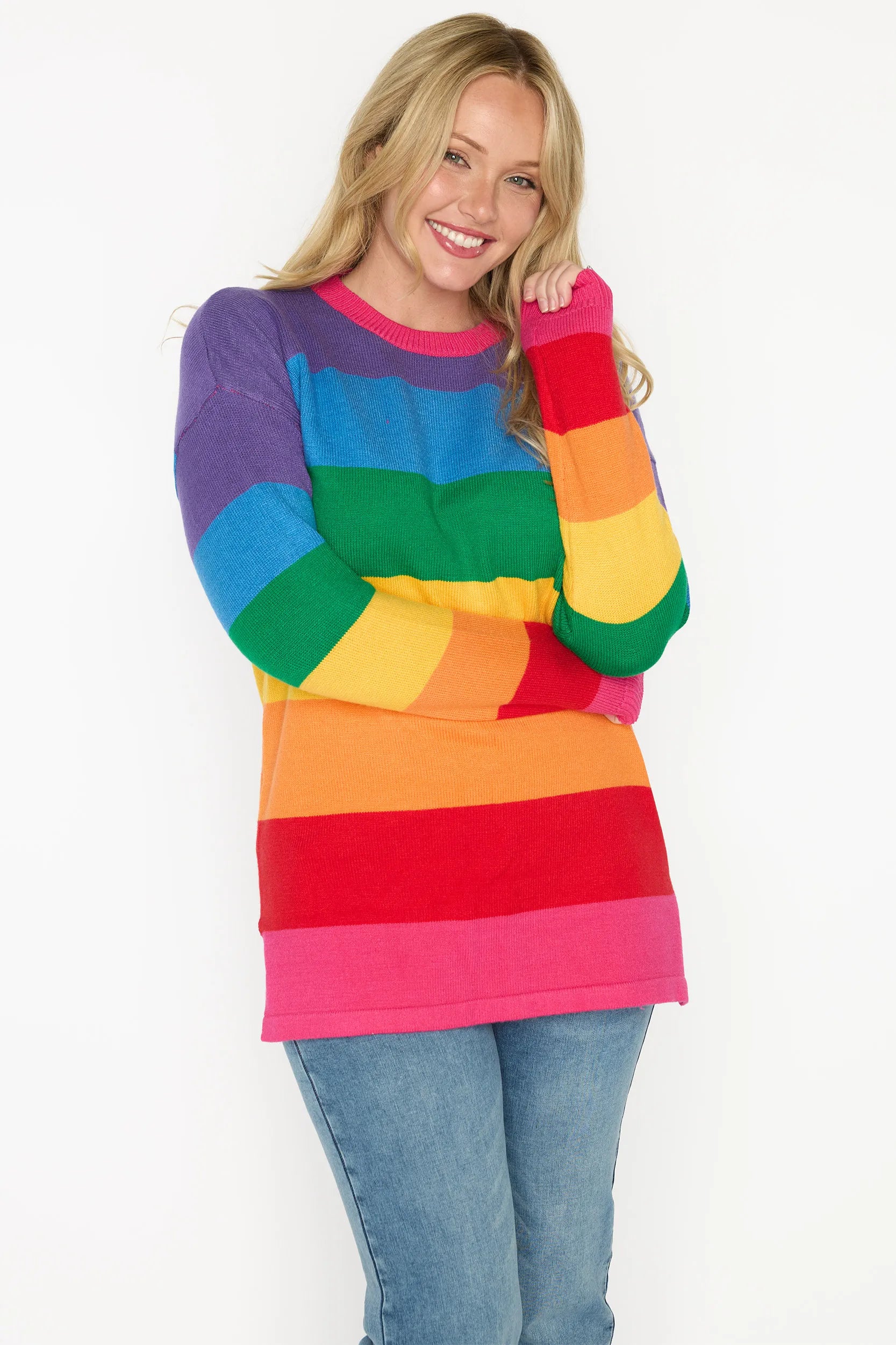 Tara Rainbow Jumper โ Rainbow knit jumper