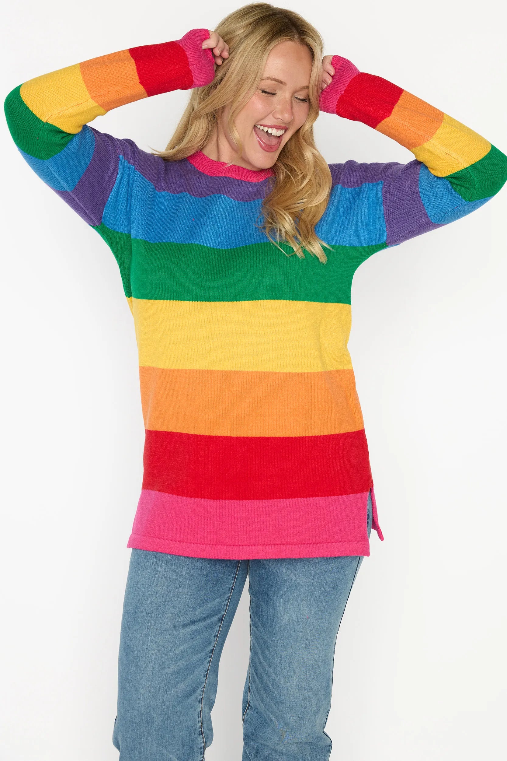 Tara Rainbow Jumper โ Rainbow knit jumper