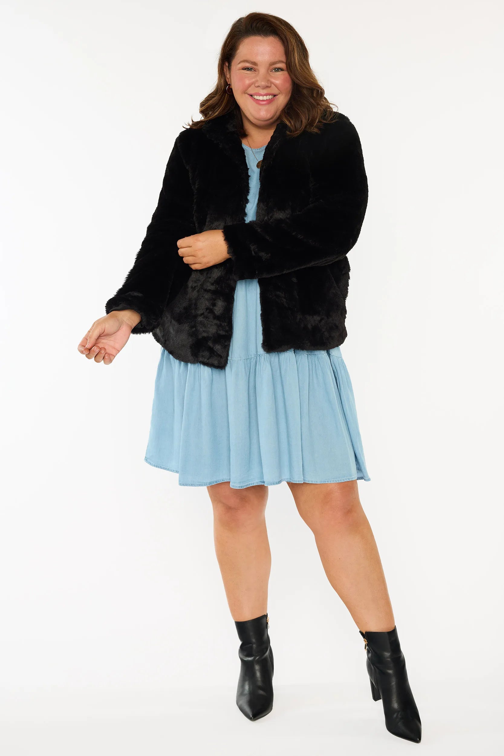 Tommy Black Fluffy Jacket โ Black denim jacket