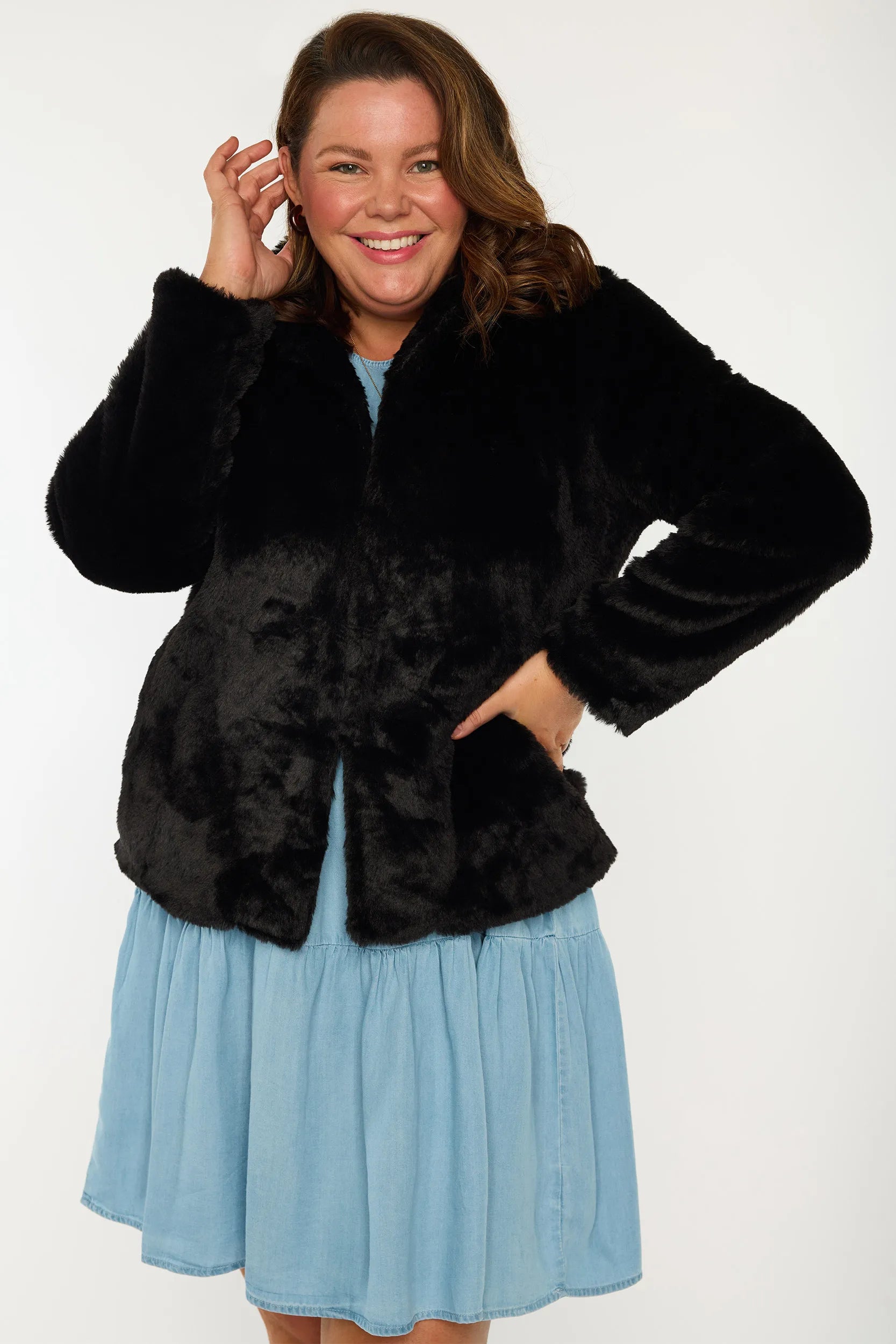 Tommy Black Fluffy Jacket – Black denim jacket