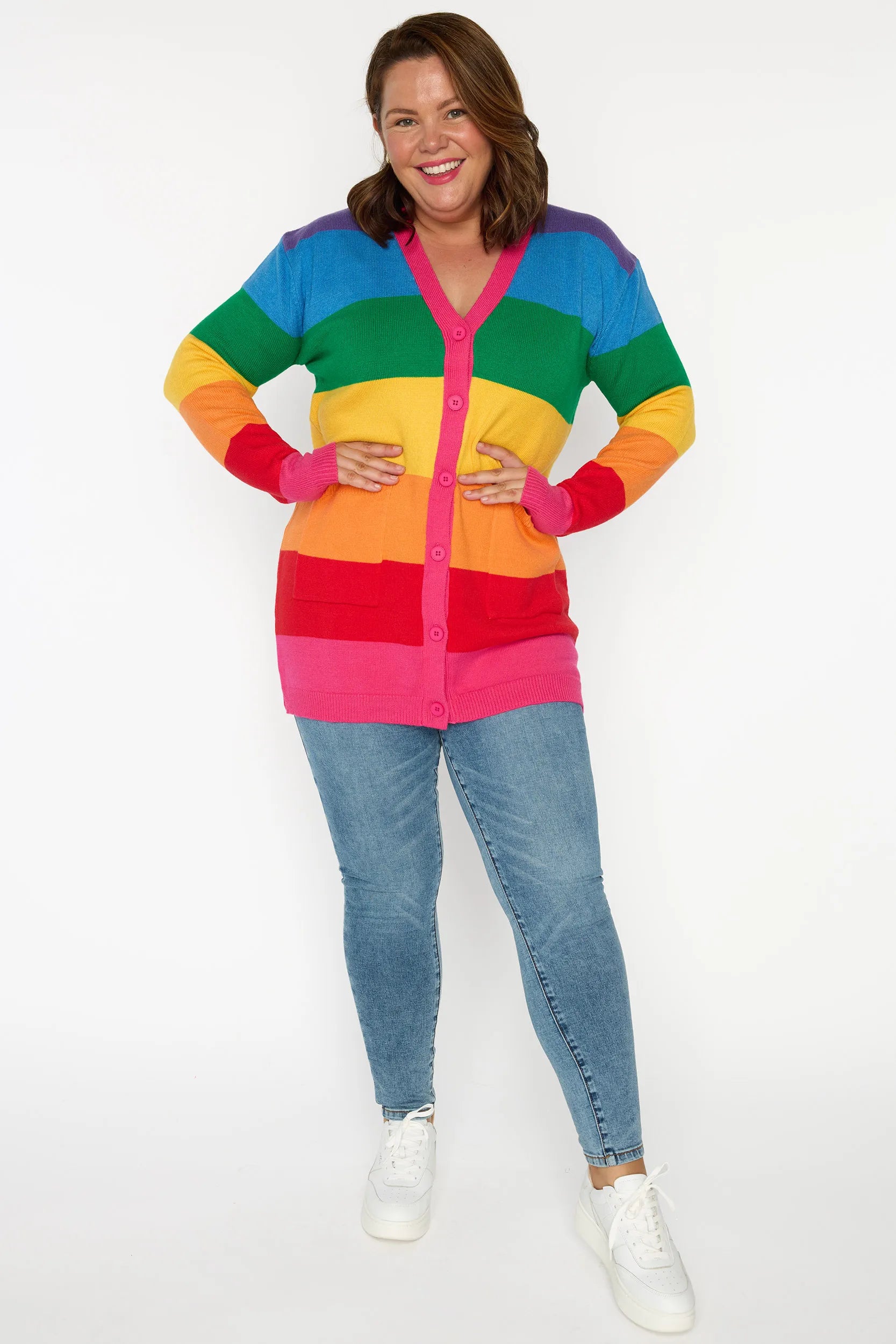 Vivid Rainbow Stripe Cardigan – Rainbow Stripe cardigan