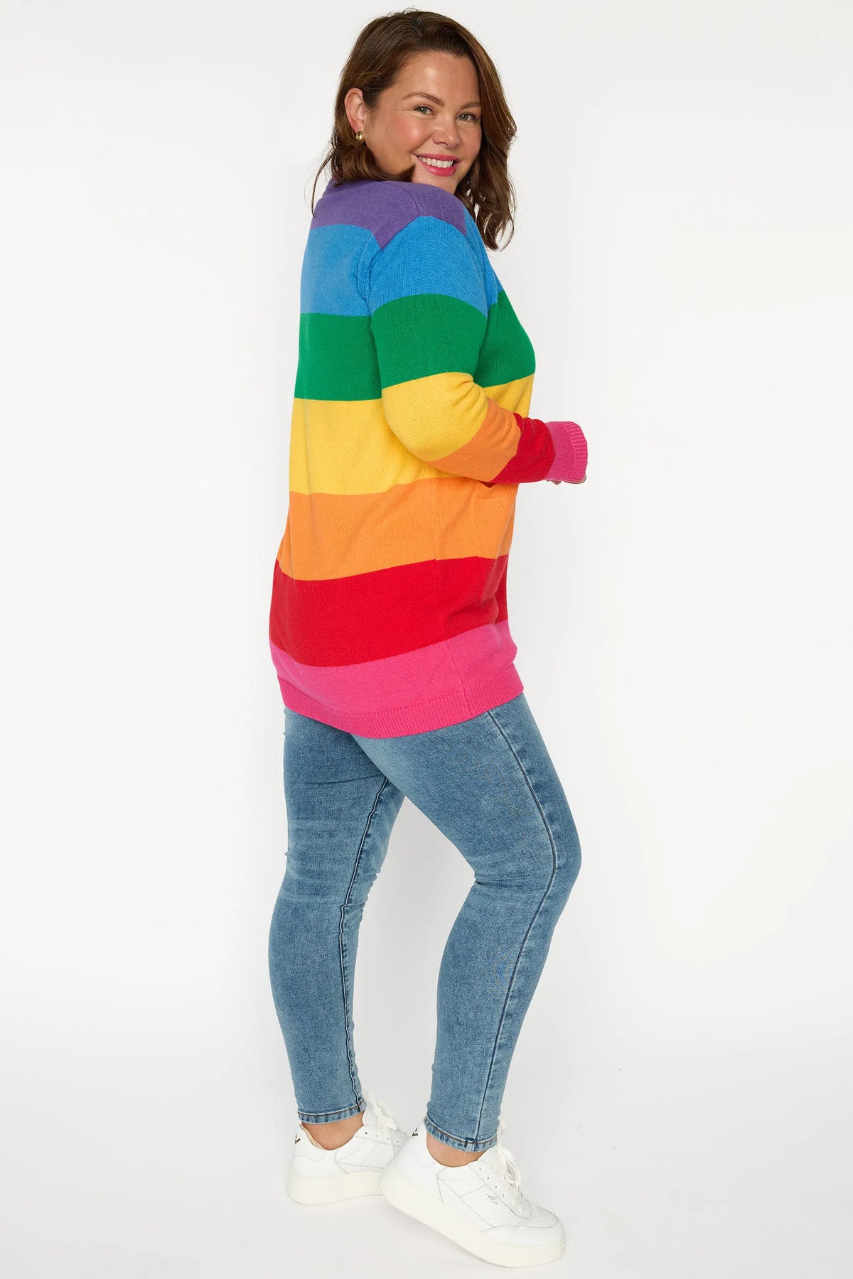 Vivid Rainbow Stripe Cardigan โ Rainbow Stripe cardigan