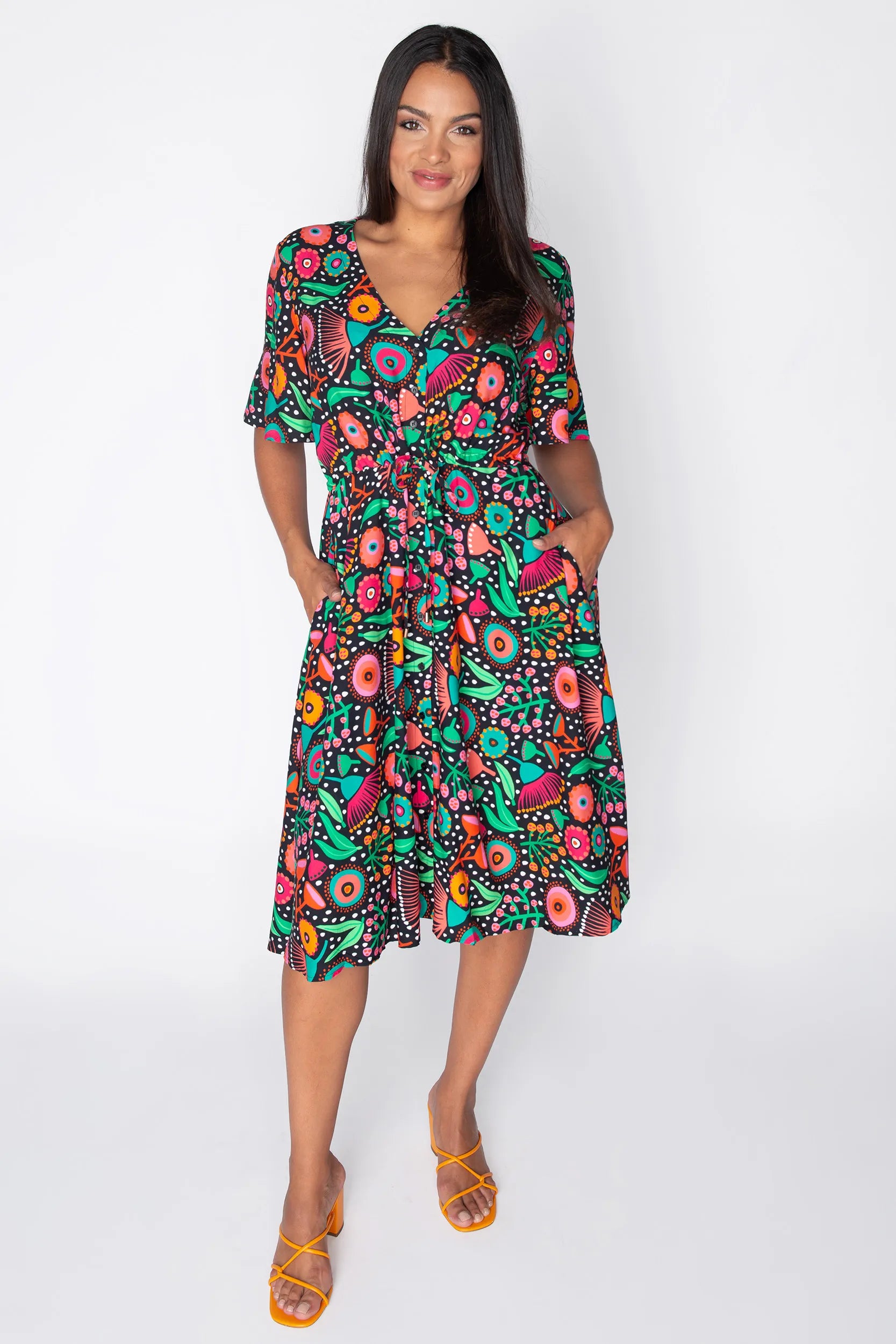 Jaz Wattle Wonderland Dress – Wattle Wonderland knee length dress