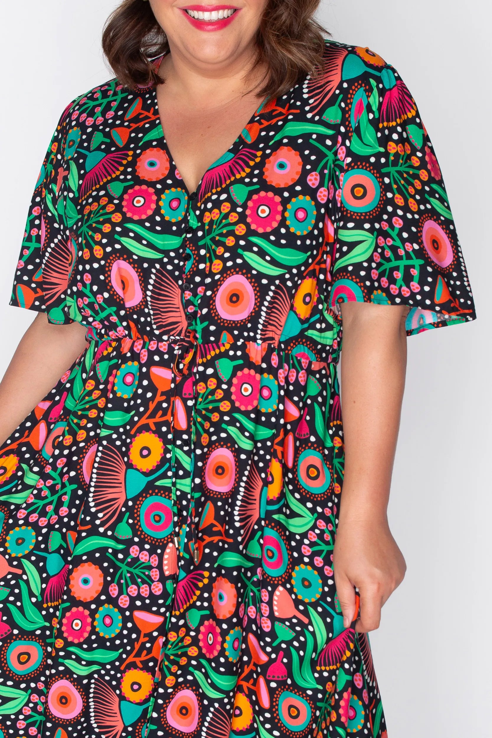 Michelle Wattle Wonderland Dress โ Wattle Wonderland midi dress