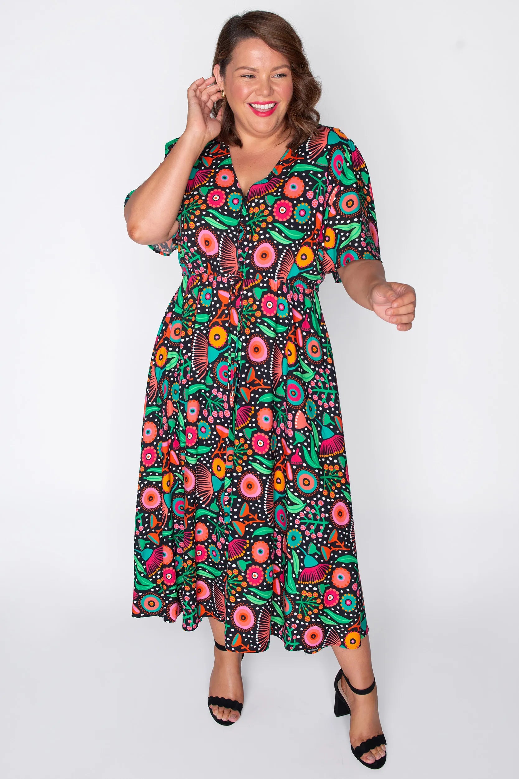 Michelle Wattle Wonderland Dress โ Wattle Wonderland midi dress