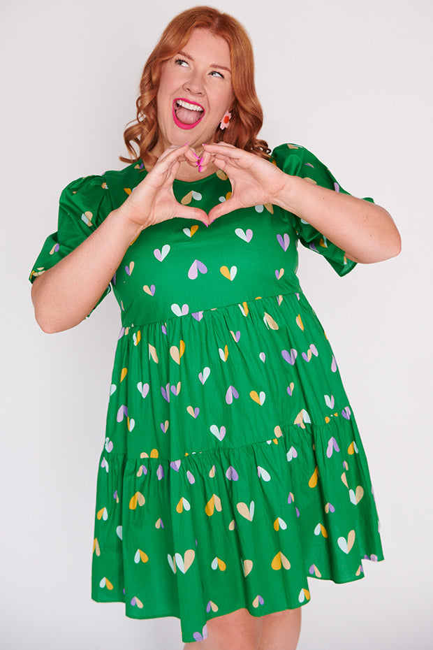 Isadora Green Hearts Dress – Green Hearts mini dress