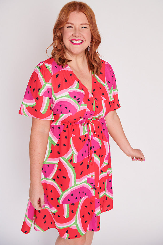 Siena Watermelon Stack Dress โ Watermelon Stack knee length dress