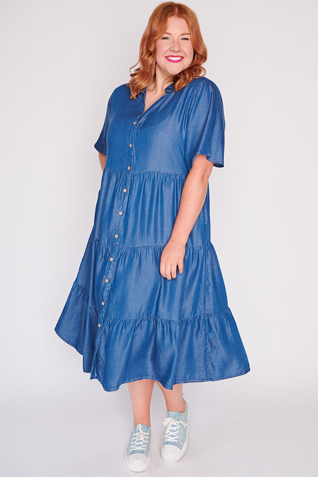 Tammie Chambray Dress – Chambray midi dress