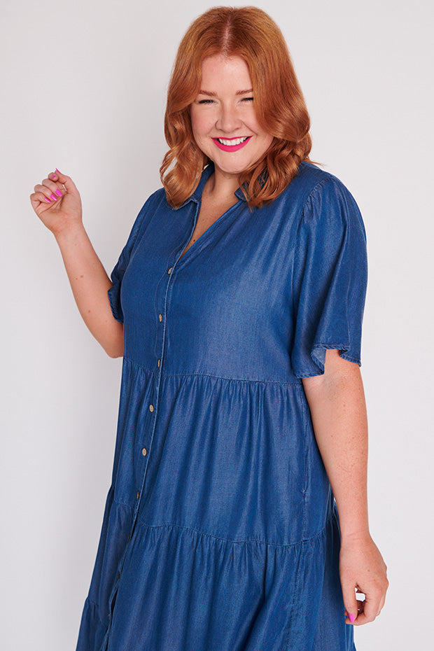 Tammie Chambray Dress – Chambray midi dress