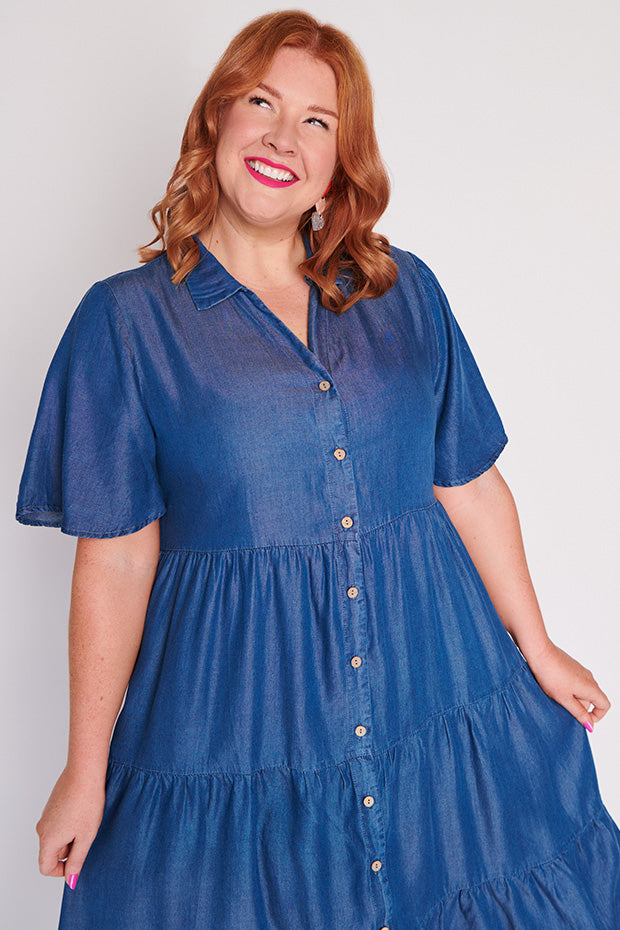 Tammie Chambray Dress – Chambray midi dress
