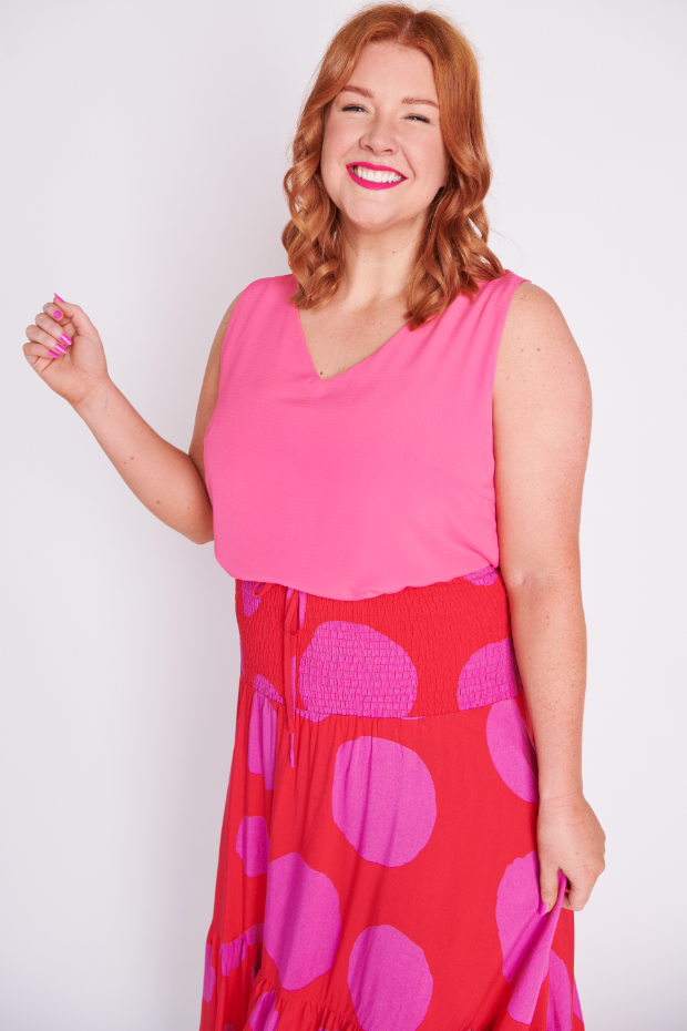 Willy Splotched Pink & Red Skirt – Splotched Pink & Red maxi skirt