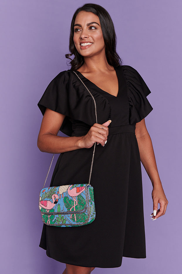 Flamingo Fever Blue Sequin Bag โ Fever Blue pouch