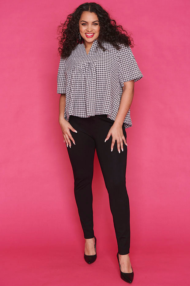 Downtown Black Check Blouse – Black Check blouse