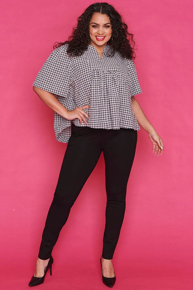 Downtown Black Check Blouse – Black Check blouse
