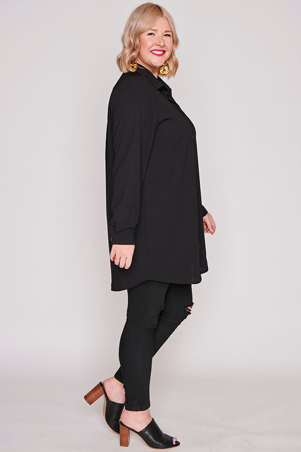 Asher Black Longline Shirt – Black longline shirt