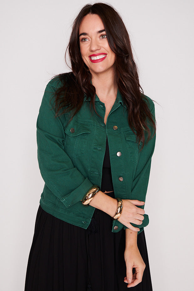 Tigerlily Teal Jacket – Teal denim jacket