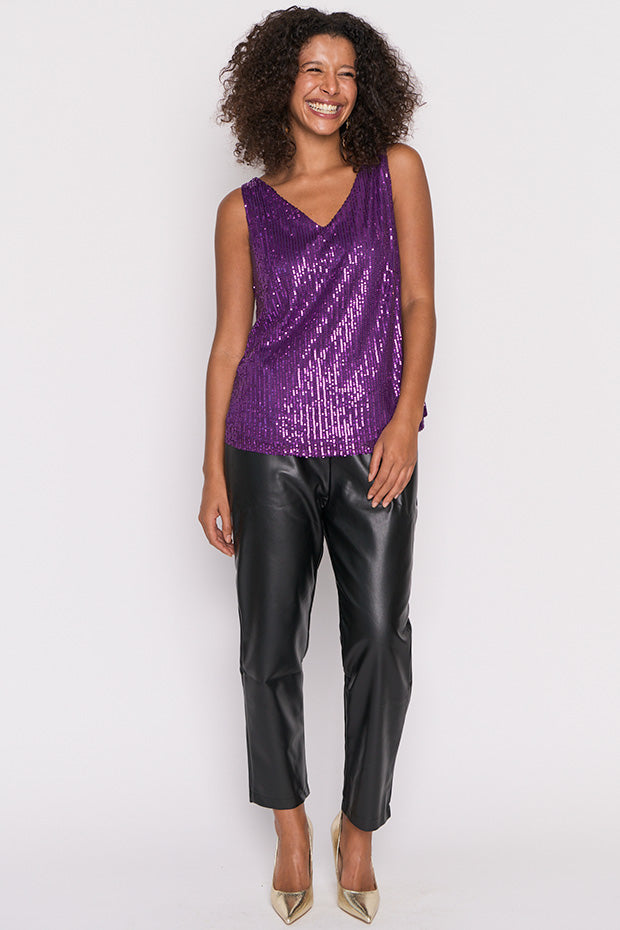 Rylee Purple Sequins Party Tank – Purple Sequins top