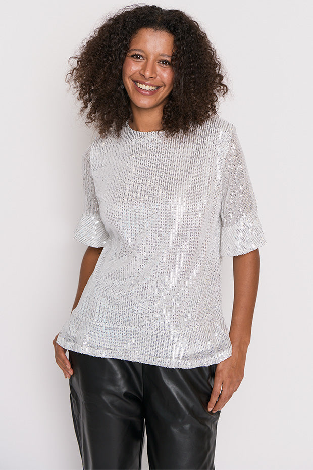 Joe Silver Sequins Party Top – Silver Sequins top