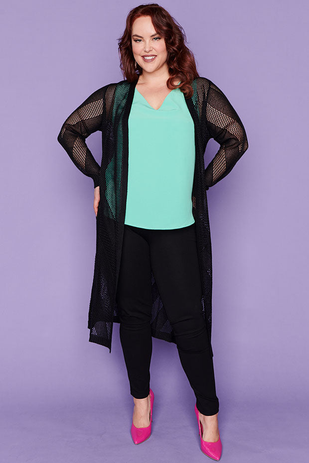 Renu Black Long Cardi – Black cardigan