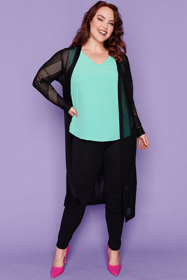 Renu Black Long Cardi – Black cardigan