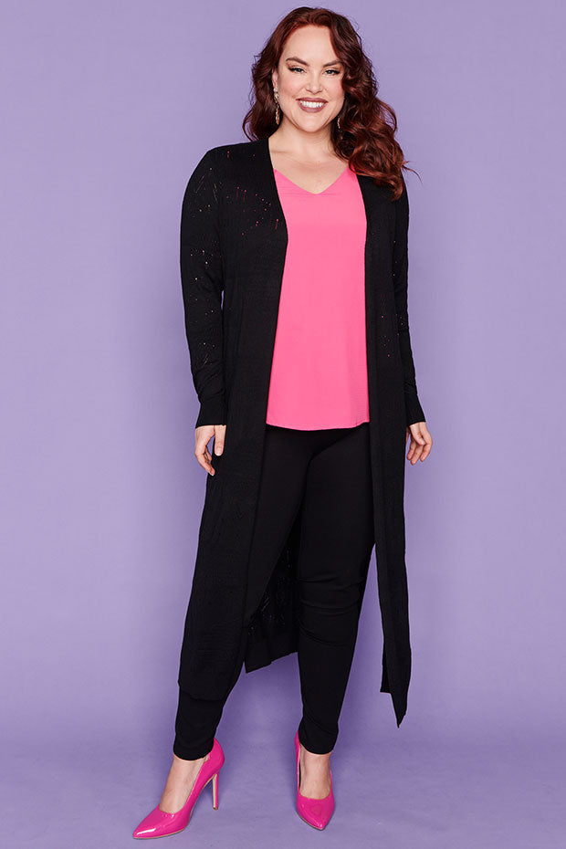 Smita Black Long Cardi – Black cardigan
