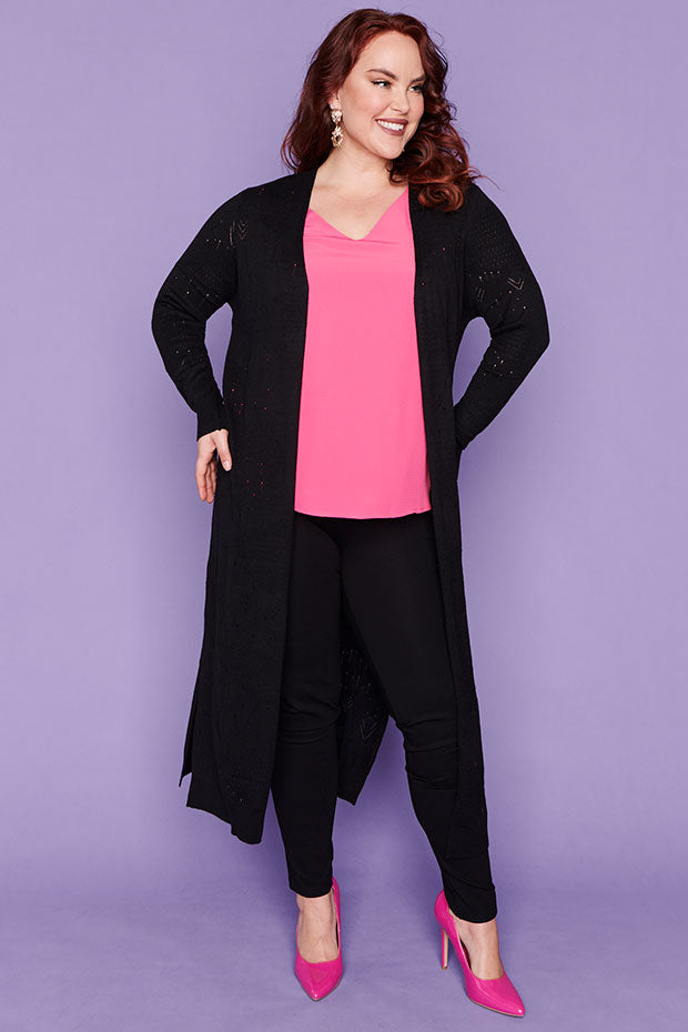 Smita Black Long Cardi – Black cardigan
