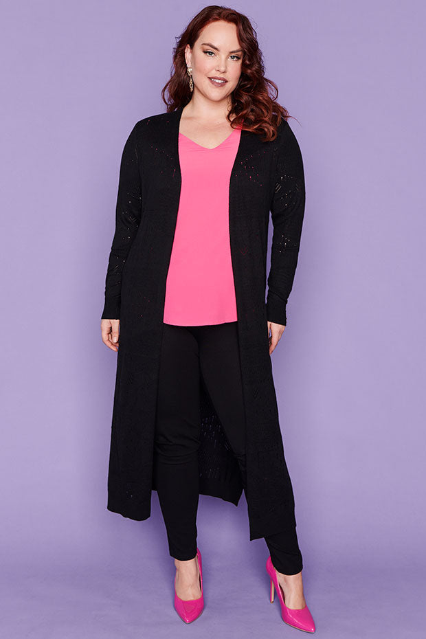 Smita Black Long Cardi – Black cardigan