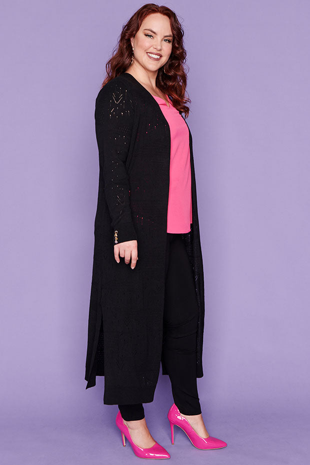 Smita Black Long Cardi – Black cardigan