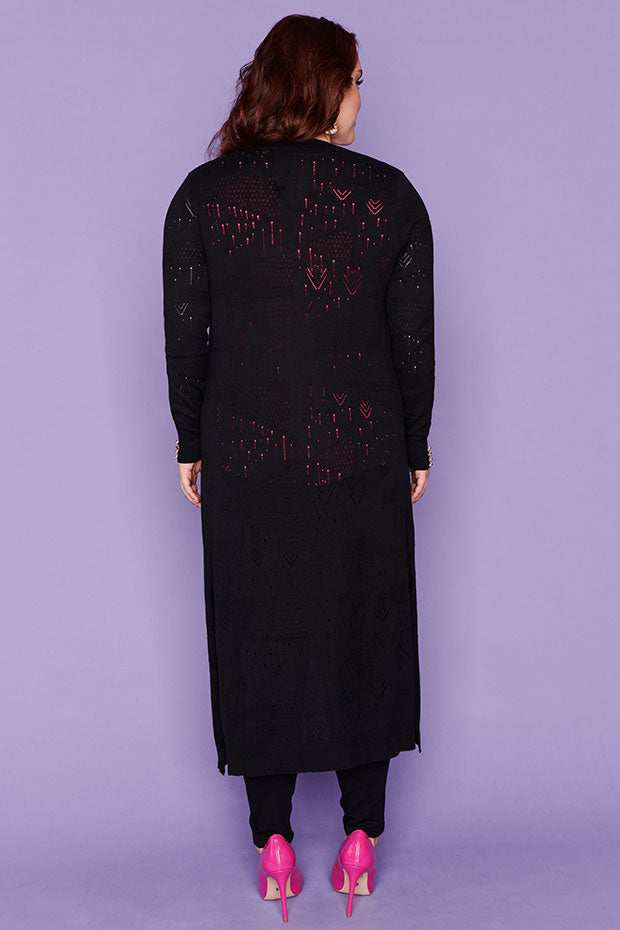 Smita Black Long Cardi – Black cardigan