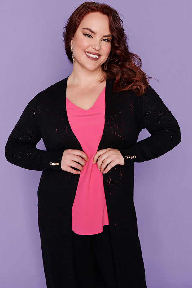 Smita Black Long Cardi â Black cardigan