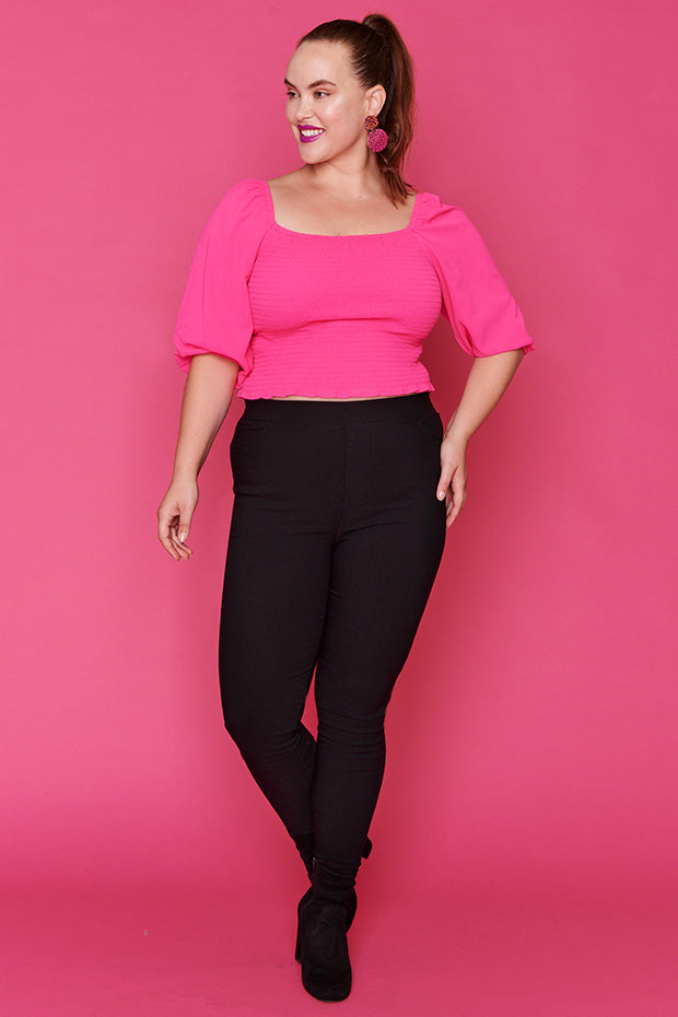 Smile Pink Long Sleeve Top – Pink crop top