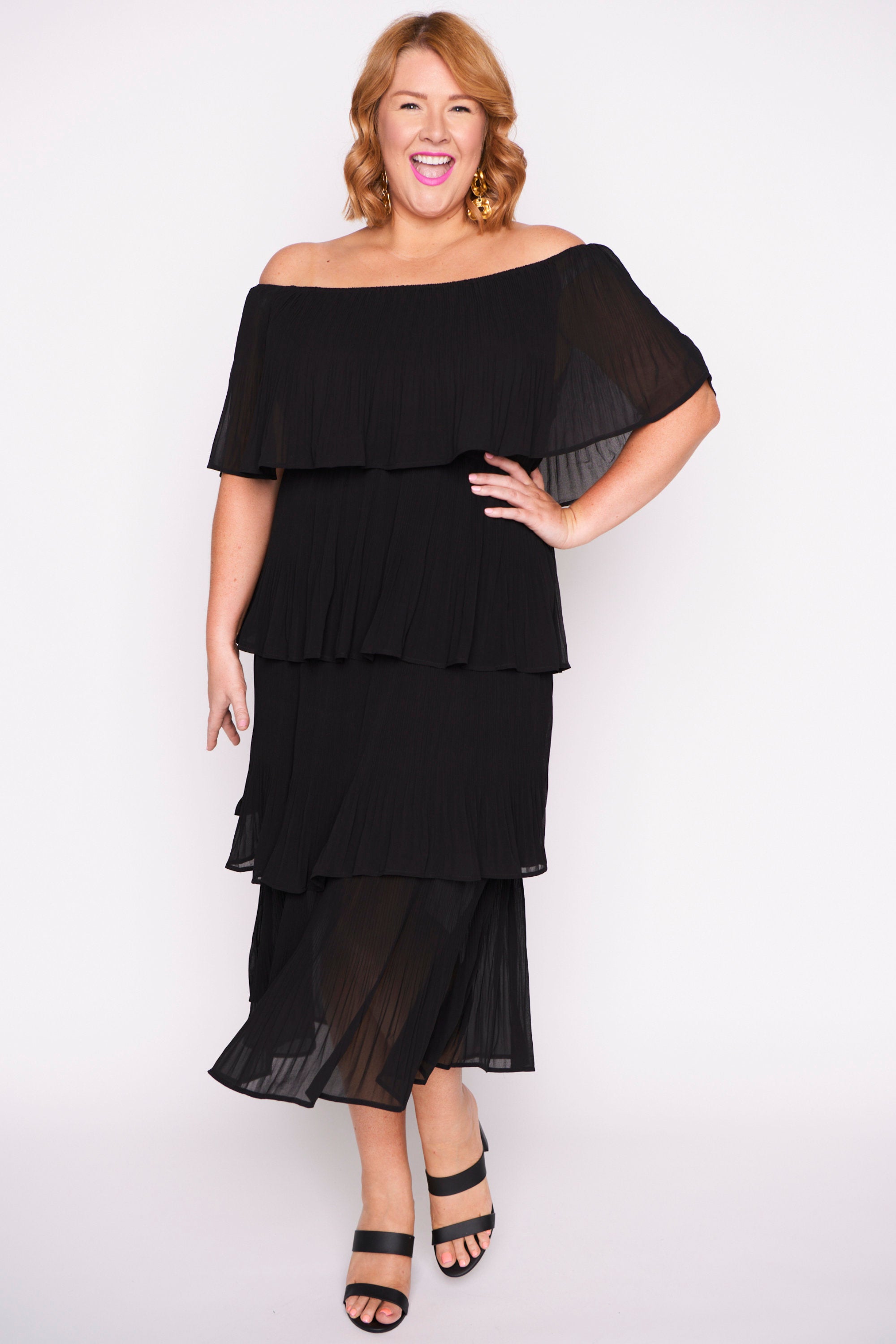 Faire Black Pleated Dress – Black maxi dress