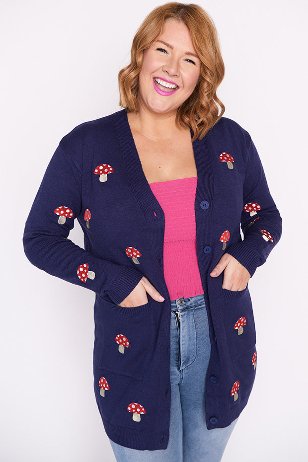 Angela Navy Mushroom Cardi – Navy Mushroom cardigan