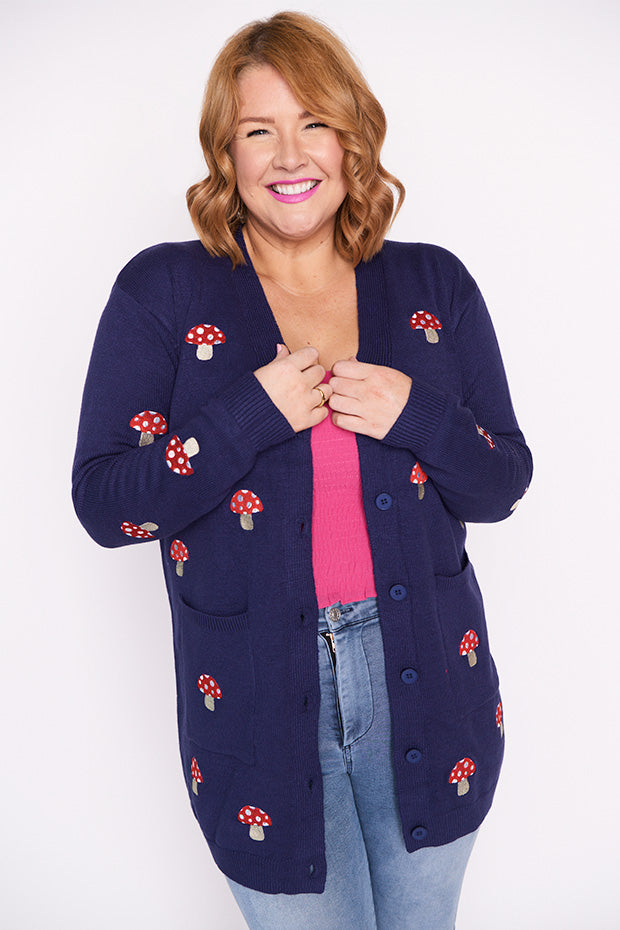 Angela Navy Mushroom Cardi – Navy Mushroom cardigan
