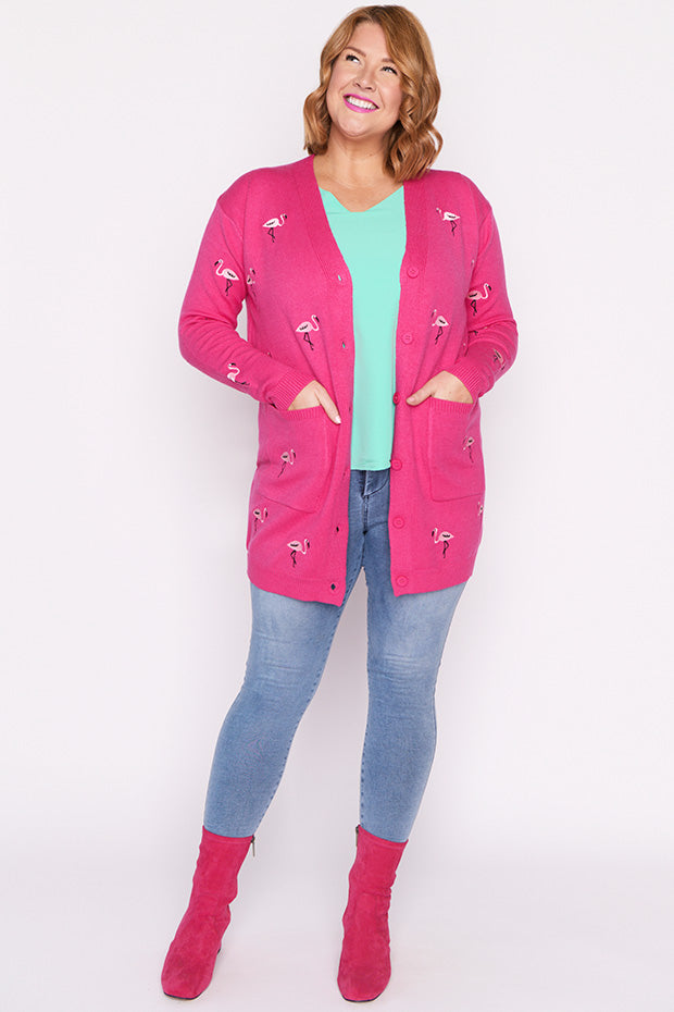 Angela Pink Flamingo Cardi – Pink Flamingo cardigan