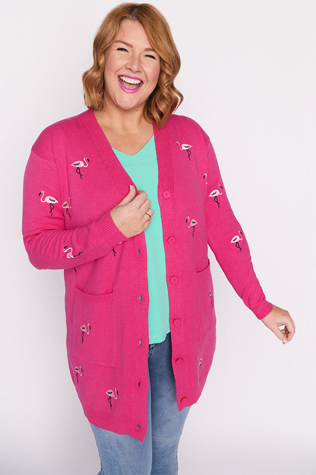 Angela Pink Flamingo Cardi – Pink Flamingo cardigan