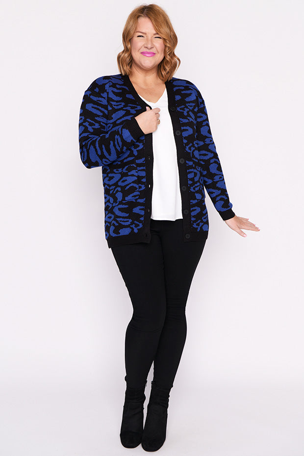 Angeline Cobalt Animal Cardigan – Cobalt Animal cardigan